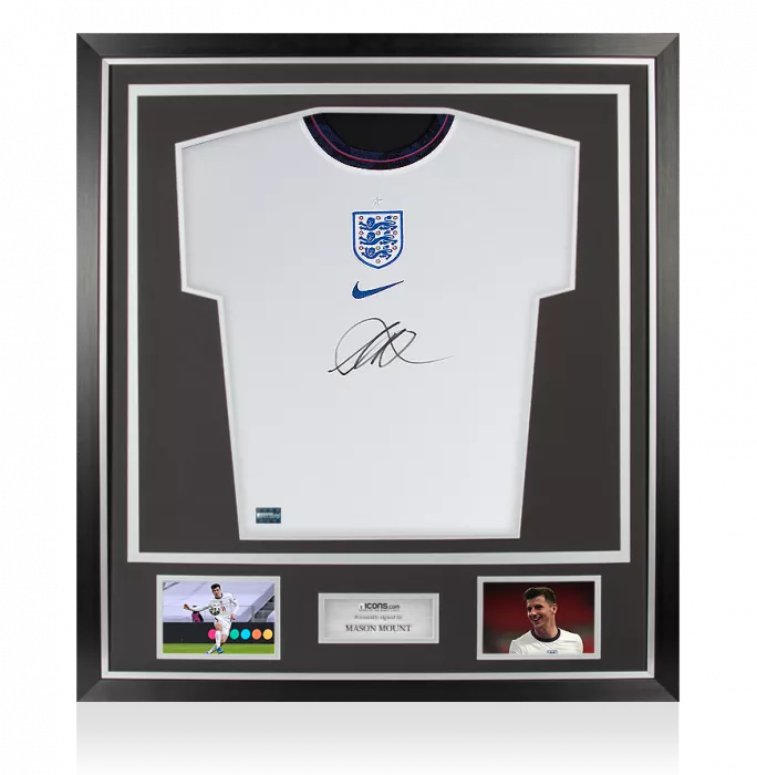 Mason Mount Front Signed England 2020-21 Home Shirt In Classic Frame