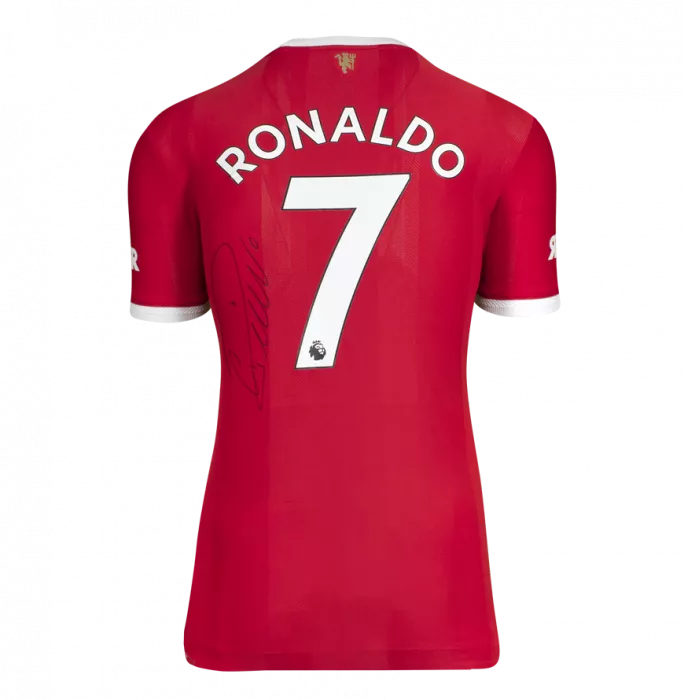 MATCH ISSUE Cristiano Ronaldo Back Signed Manchester United 2021-22 Home Shirt In Hero Frame: Option 1