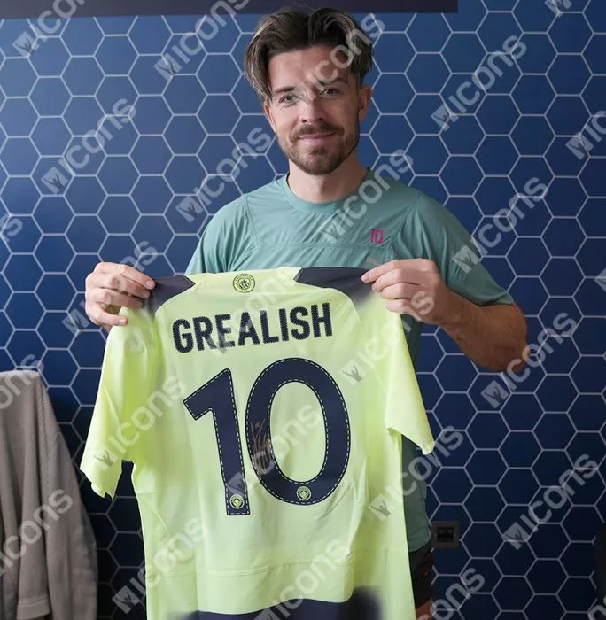 MATCH ISSUE Jack Grealish Back Signed Manchester City 2022-23 Third Shirt