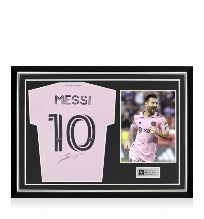 MATCH ISSUE Lionel Messi Official Back Signed Inter Miami CF 2022-23 Home Shirt In Hero Frame: Option 1