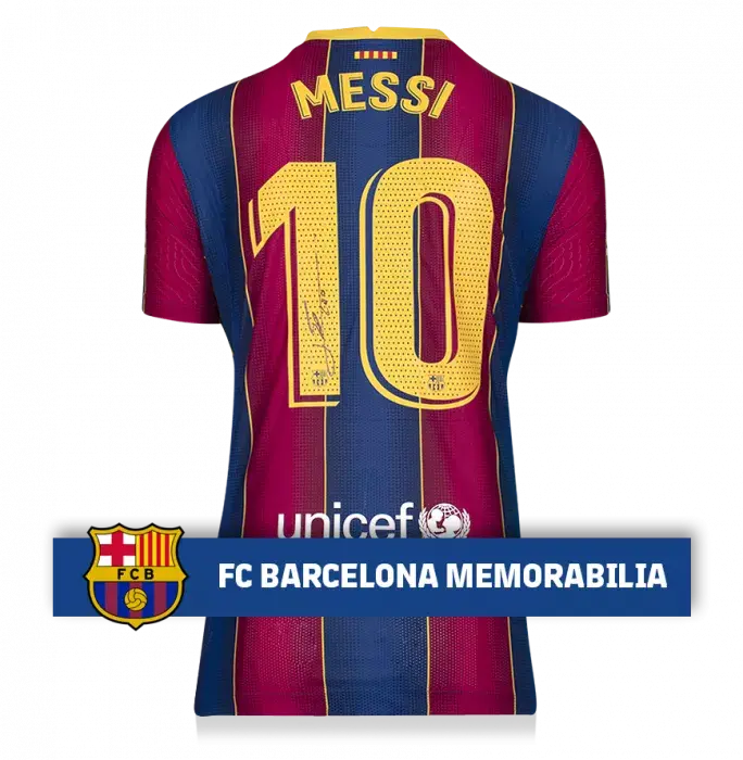 MATCH ISSUE Lionel Messi Official FC Barcelona Back Signed And Framed 2020-21 Home Shirt