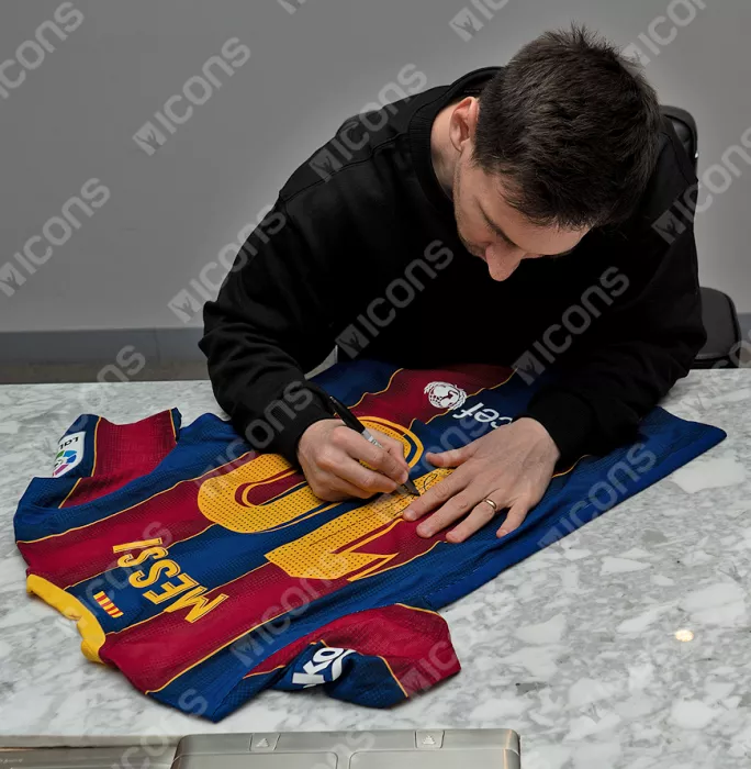 MATCH ISSUE Lionel Messi Official FC Barcelona Back Signed And Framed 2020-21 Home Shirt