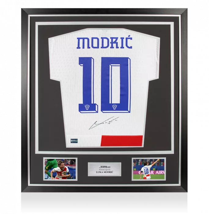 MATCH ISSUE Luka Modric Back Signed Croatia 2024 Home Shirt In Classic Frame
