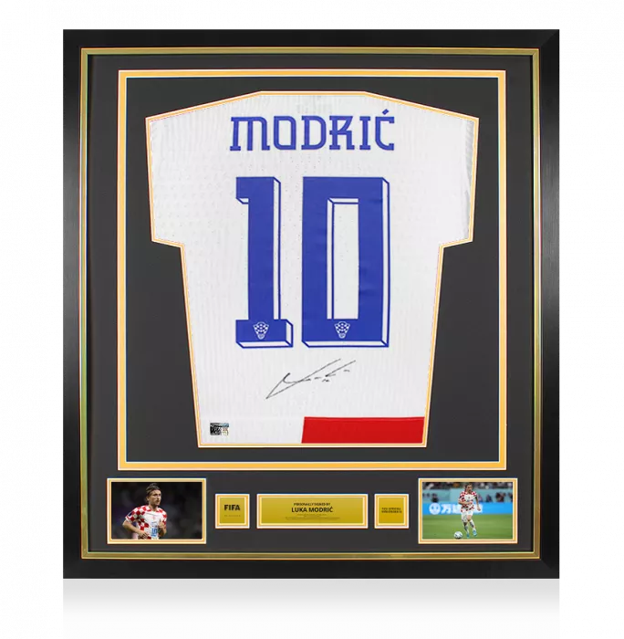 MATCH ISSUE Luka Modric Official FIFA World Cup™ Back Signed and Framed Croatia 2024 Home Shirt