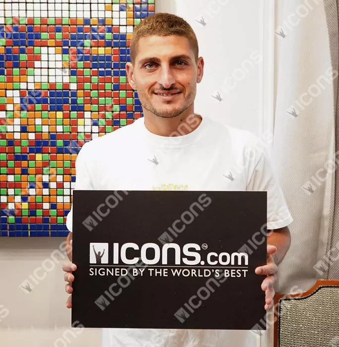 MATCH ISSUE Marco Verratti Back Signed Paris Saint-Germain 2016-17 Home Shirt With Fan Style Number