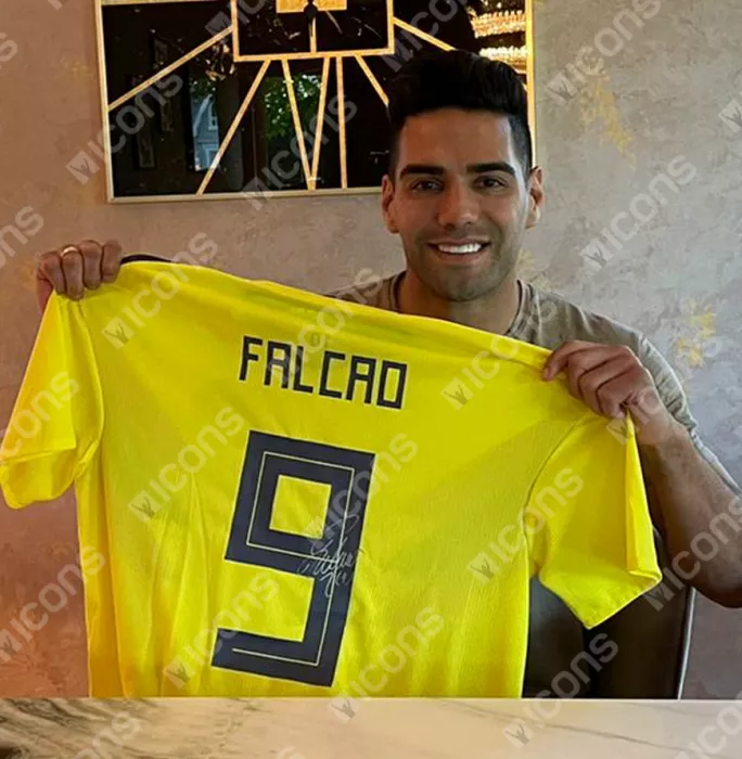 MATCH ISSUE Radamel Falcao Official 2018 FIFA World Cup™ Back Signed And Hero Framed 2018-19 Colombia Home Shirt