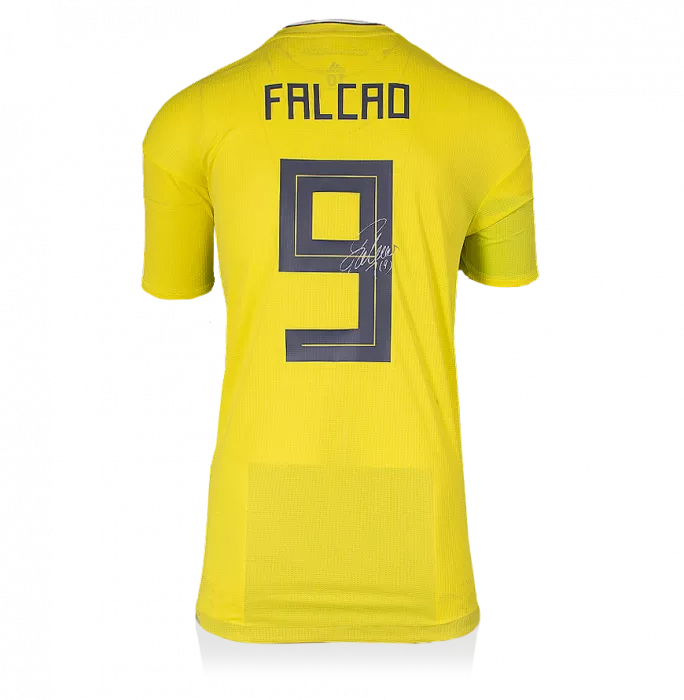 MATCH ISSUE Radamel Falcao Official 2018 FIFA World Cup™ Back Signed And Framed 2018-19 Colombia Home Shirt