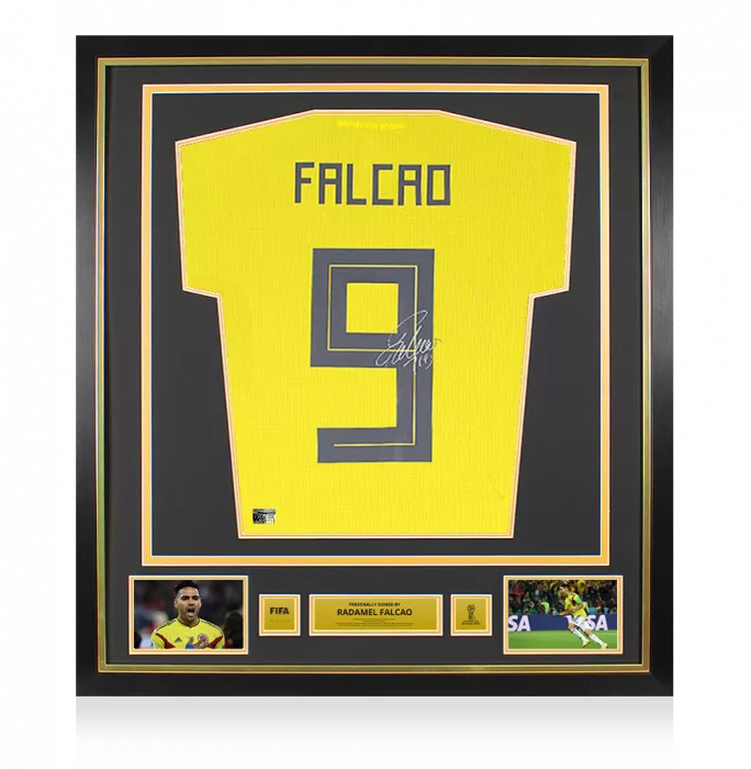 MATCH ISSUE Radamel Falcao Official 2018 FIFA World Cup™ Back Signed and Framed 2018-19 Colombia Home Shirt