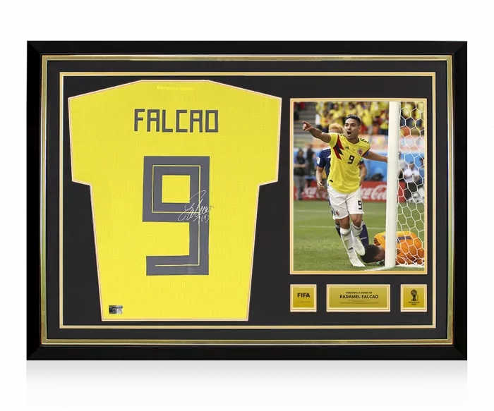 MATCH ISSUE Radamel Falcao Official 2018 FIFA World Cup™ Back Signed and Hero Framed 2018-19 Colombia Home Shirt
