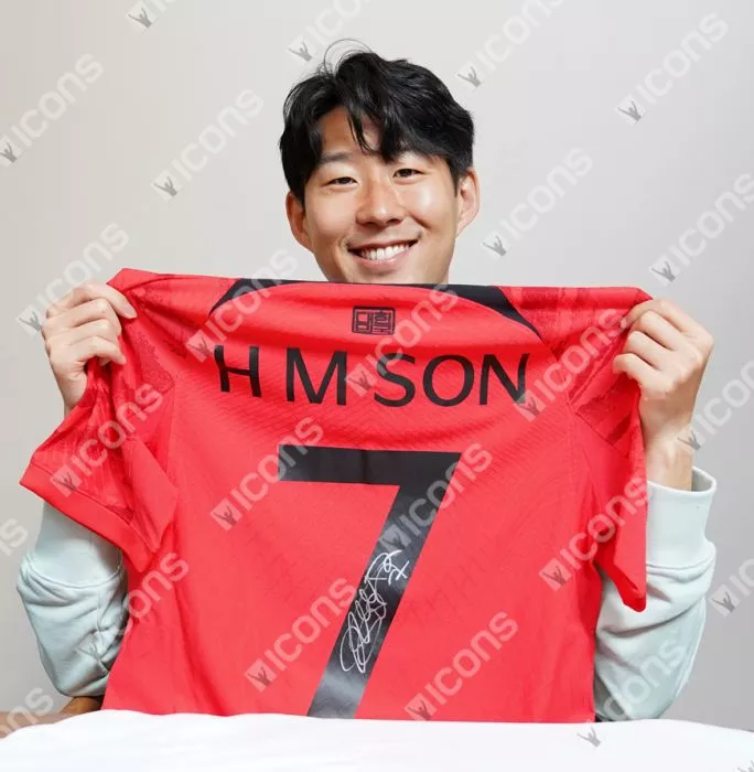 MATCH ISSUE Son Heung-min Back Signed Korea Republic 2022-23 Home Shirt In Classic Frame