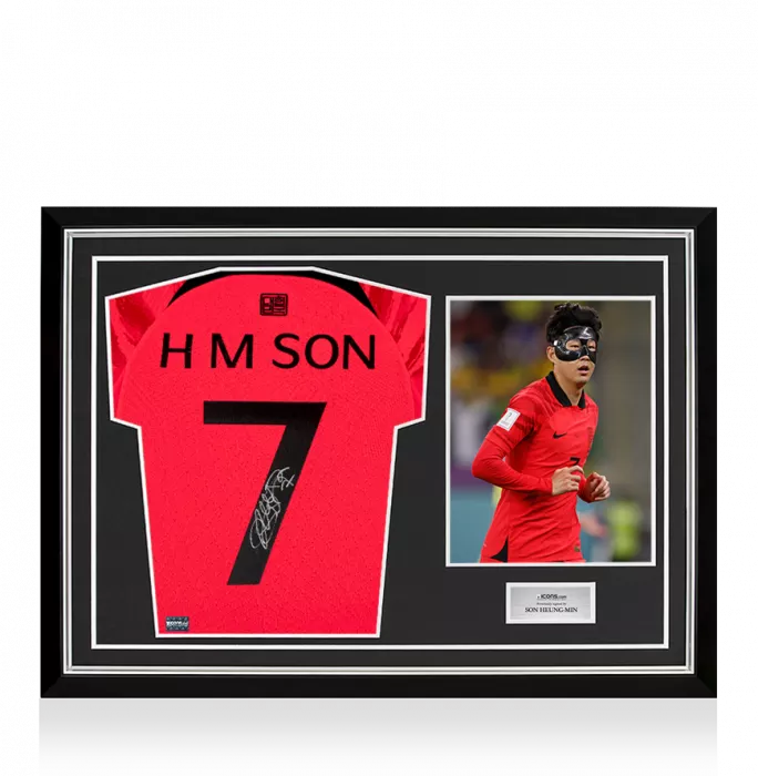 MATCH ISSUE Son Heung-min Back Signed Korea Republic 2022-23 Home Shirt In Hero Frame: Option 1