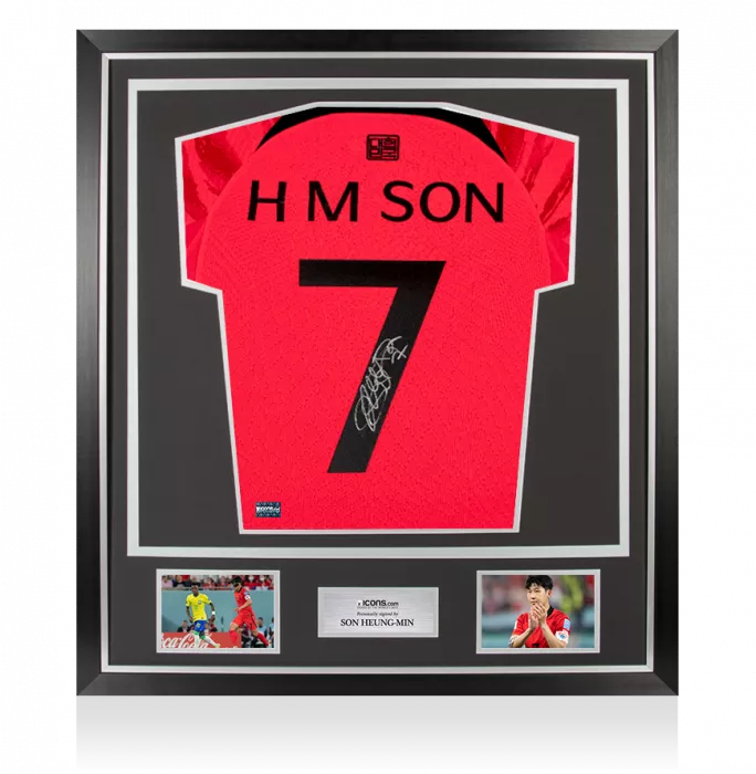 MATCH ISSUE Son Heung-min Back Signed Korea Republic 2022-23 Home Shirt In Classic Frame