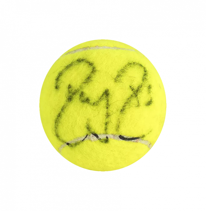 MATCH USED Roger Federer Signed 2008 Wimbledon Tennis Ball In Acrylic Case