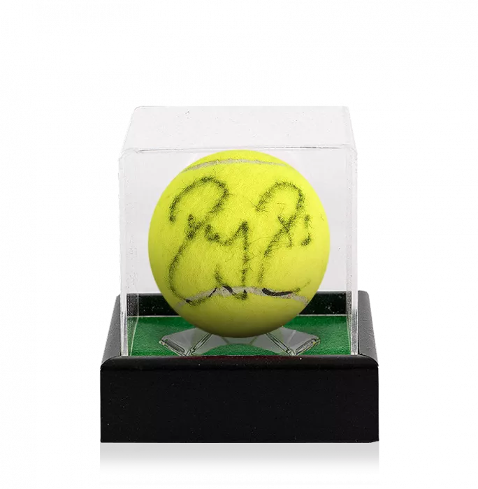 MATCH USED Roger Federer Signed 2008 Wimbledon Tennis Ball In Acrylic Case