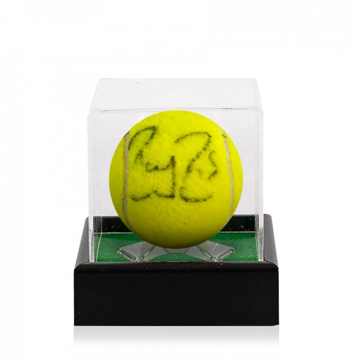 MATCH USED Roger Federer Signed 2009 Wimbledon Tennis Ball In Acrylic Case