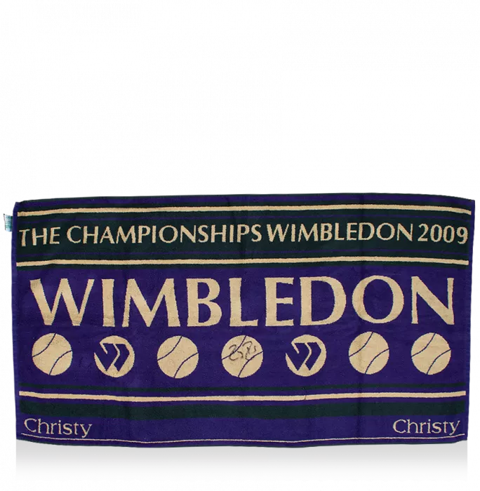 MATCH USED Roger Federer Signed 2009 Wimbledon Towel
