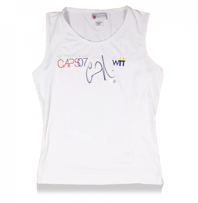 MATCH WORN Anna Kournikova Front Signed White K-Swiss Tennis Shirt