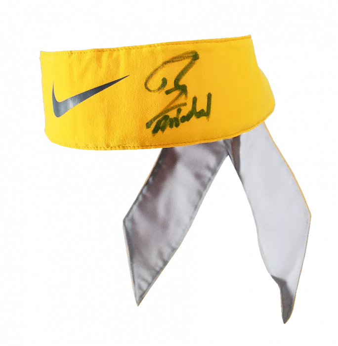 MATCH WORN Rafael Nadal Signed Yellow Nike Bandana