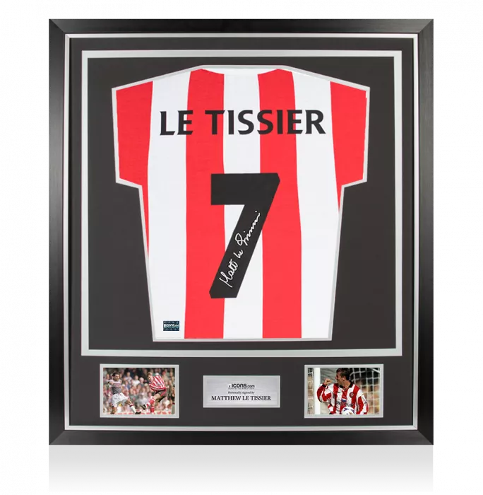 Matt Le Tissier Back Signed Southampton FC Retro Home Shirt In Classic Frame