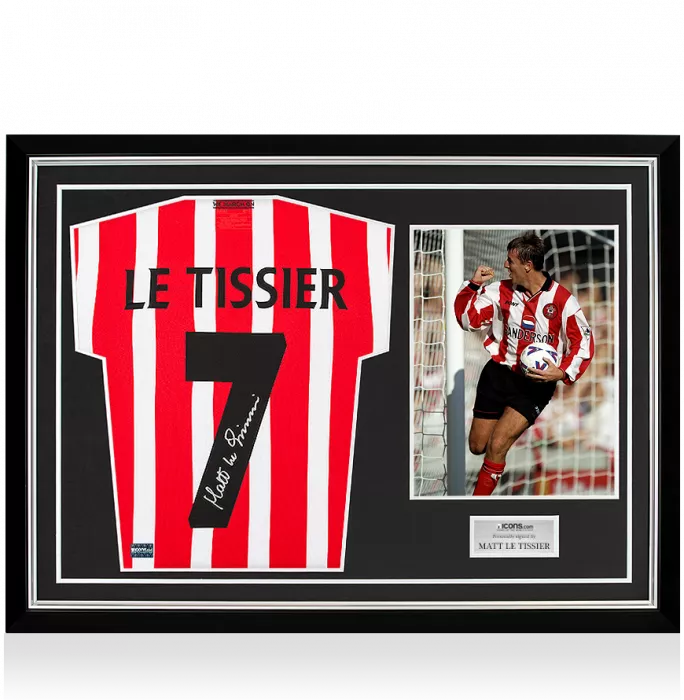 Matt Le Tissier Back Signed Southampton Home Shirt In Hero Frame: Option 1