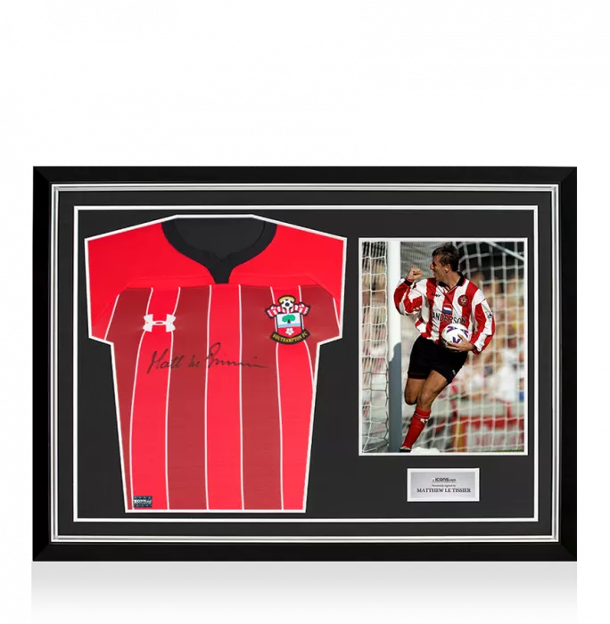 Matt Le Tissier Front Signed Southampton FC 2018-19 Home Shirt In Hero Frame: Option 1
