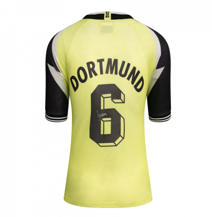 Matthias Sammer Back Signed Borussia Dortmund 1995-96 Home Shirt In Hero Frame: Option 1