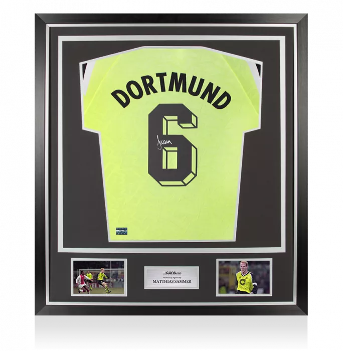 Matthias Sammer Back Signed Borussia Dortmund 1995-96 Home Shirt In Classic Frame