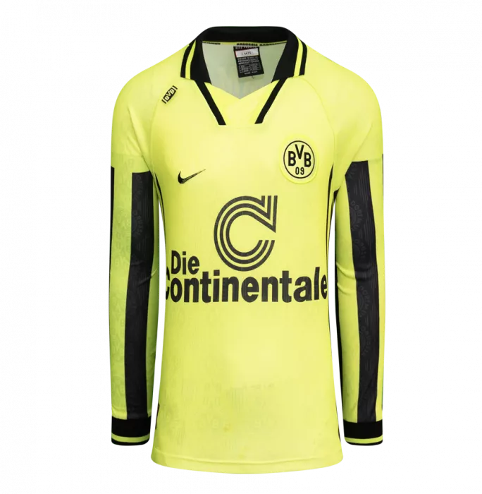 Matthias Sammer Back Signed Borussia Dortmund 1996-97 Home Shirt In Classic Frame