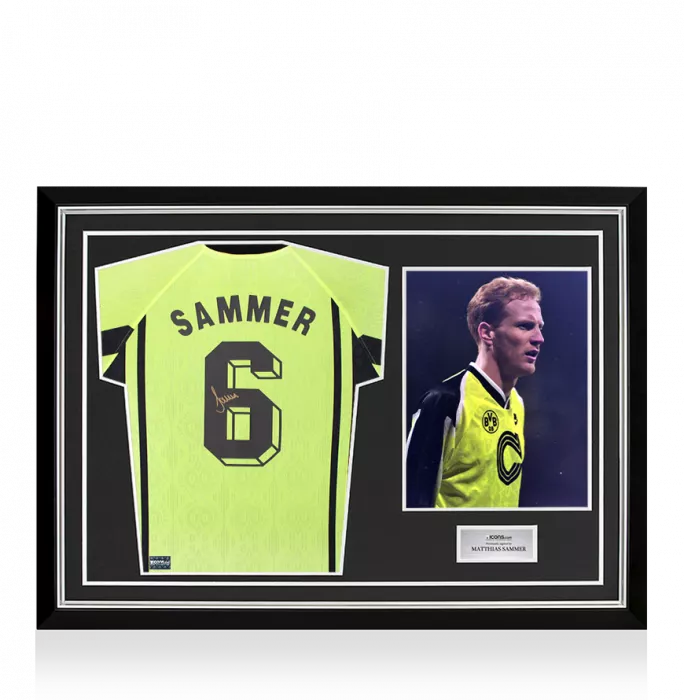 Matthias Sammer Back Signed Borussia Dortmund 1996-97 Home Shirt In Hero Frame: Option 1