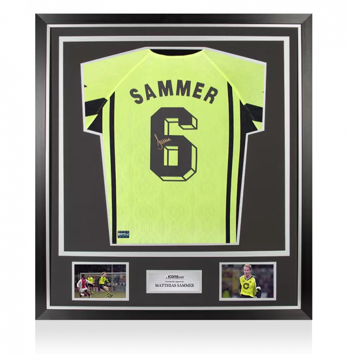 Matthias Sammer Back Signed Borussia Dortmund 1996-97 Home Shirt In Classic Frame