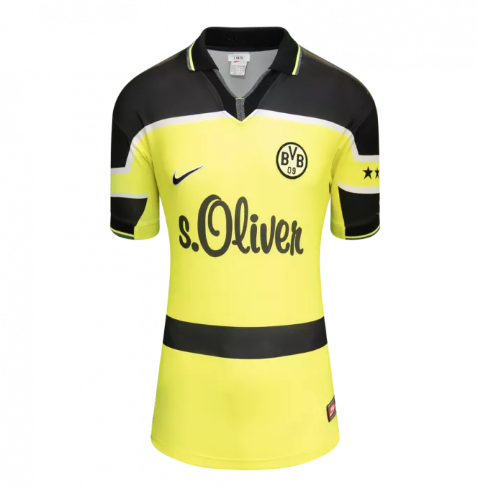 Matthias Sammer Back Signed Borussia Dortmund 1997-98 Home Shirt In Hero Frame: Option 1