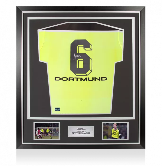 Matthias Sammer Back Signed Borussia Dortmund 1997-98 Home Shirt In Classic Frame