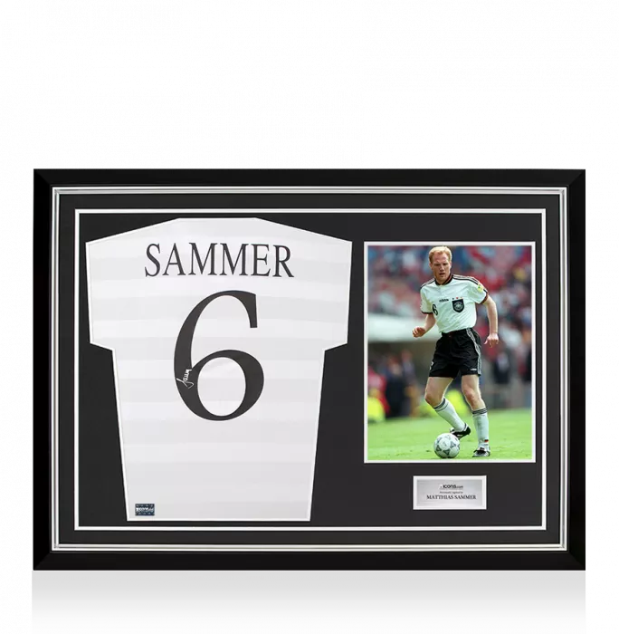 Matthias Sammer Back Signed Germany Retro Home Shirt In Hero Frame: Option 1