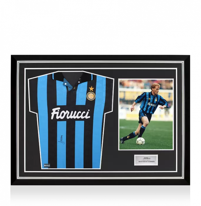 Matthias Sammer Front Signed Internazionale 1992-93 Home Shirt In Hero Frame: Option 1