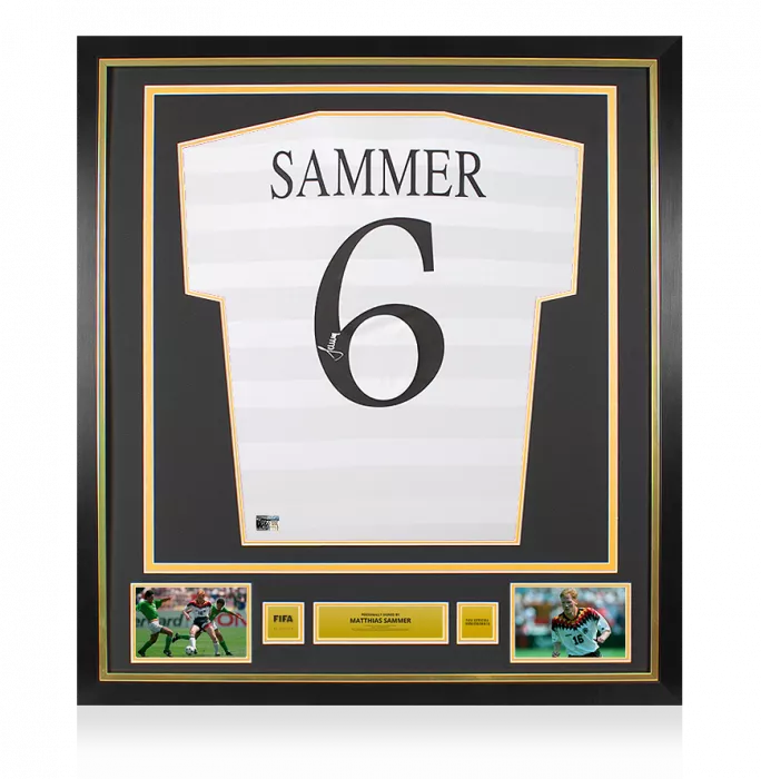 Matthias Sammer Official FIFA World Cup™ Back Signed and Framed Germany Retro Home Shirt