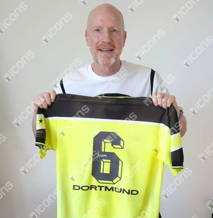 Matthias Sammer Official UEFA Champions League Back Signed And Framed Borussia Dortmund 1997-98 Home Shirt