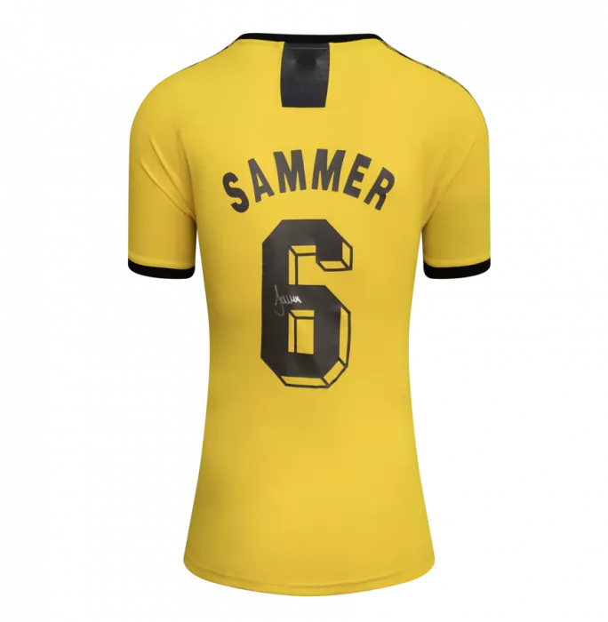 Matthias Sammer Official UEFA Champions League Back Signed And Framed Borussia Dortmund 2019-20 Home Shirt With Fan Style Number