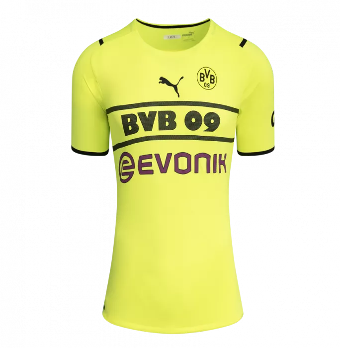 Matthias Sammer Official UEFA Champions League Back Signed And Framed Borussia Dortmund 2021-22 Home Shirt With Fan Style Number