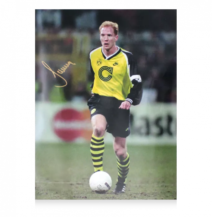 Matthias Sammer Signed Borussia Dortmund Photo In Black Wooden Frame