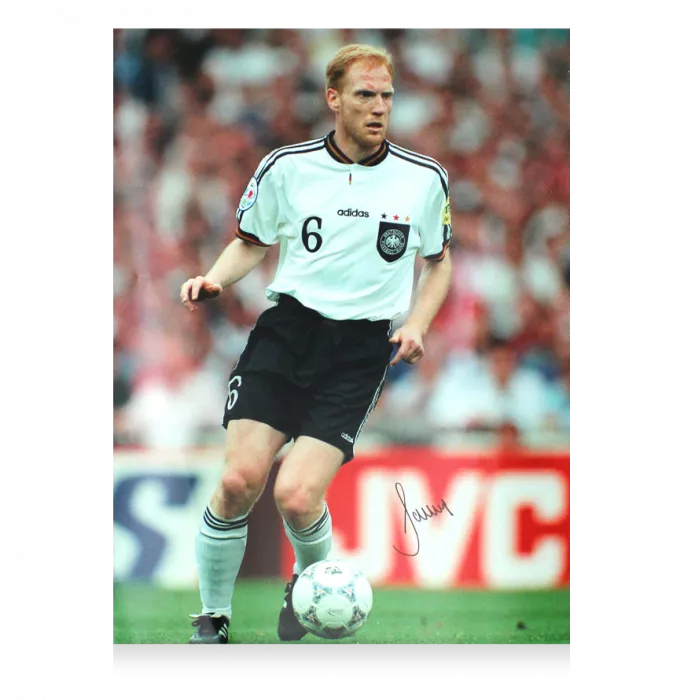 Matthias Sammer Signed Germany Photo In Black Wooden Frame