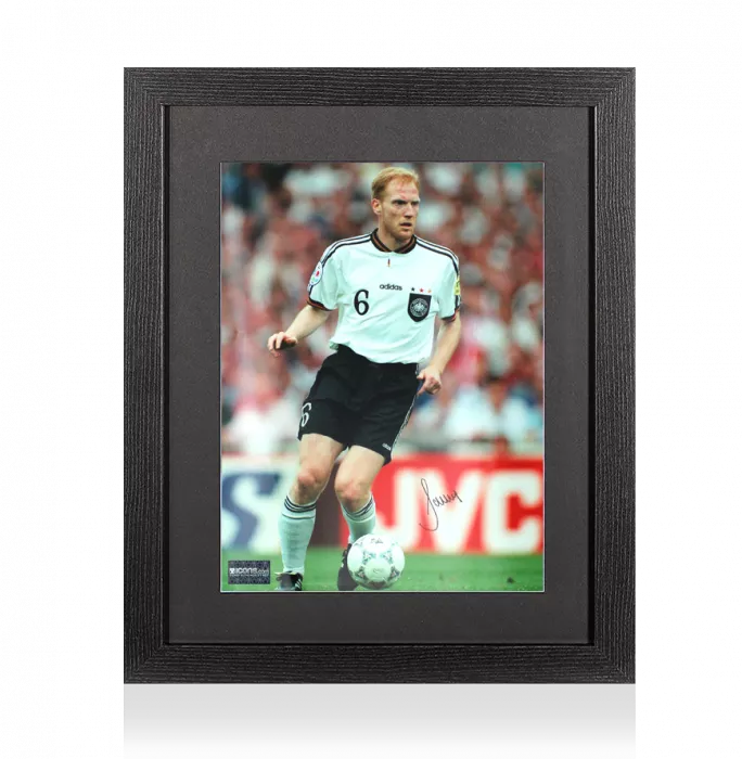 Matthias Sammer Signed Germany Photo In Black Wooden Frame