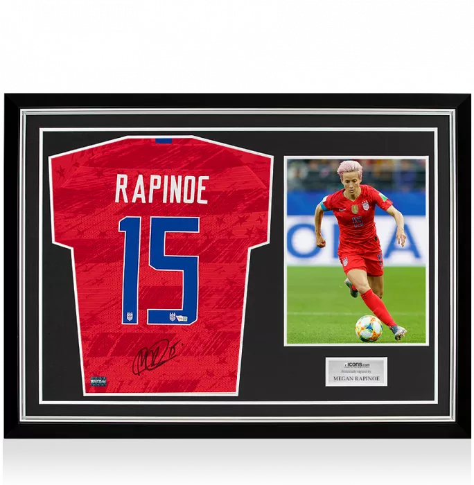 Megan Rapinoe Back Signed USWNT 2019 FIFA Women's World Cup Away Shirt In Hero Frame: Option 1