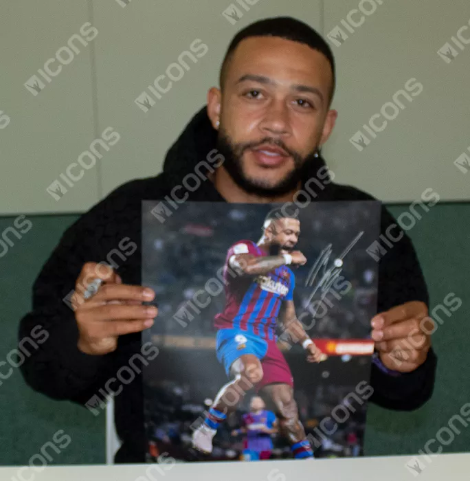 Memphis Depay Official FC Barcelona Signed And Framed Photo