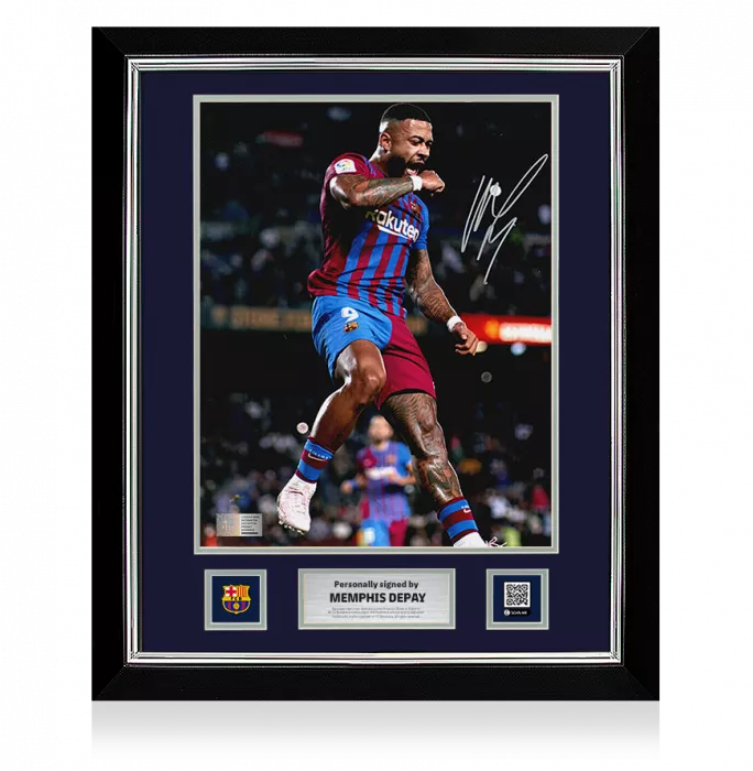 Memphis Depay Official FC Barcelona Signed And Framed Photo