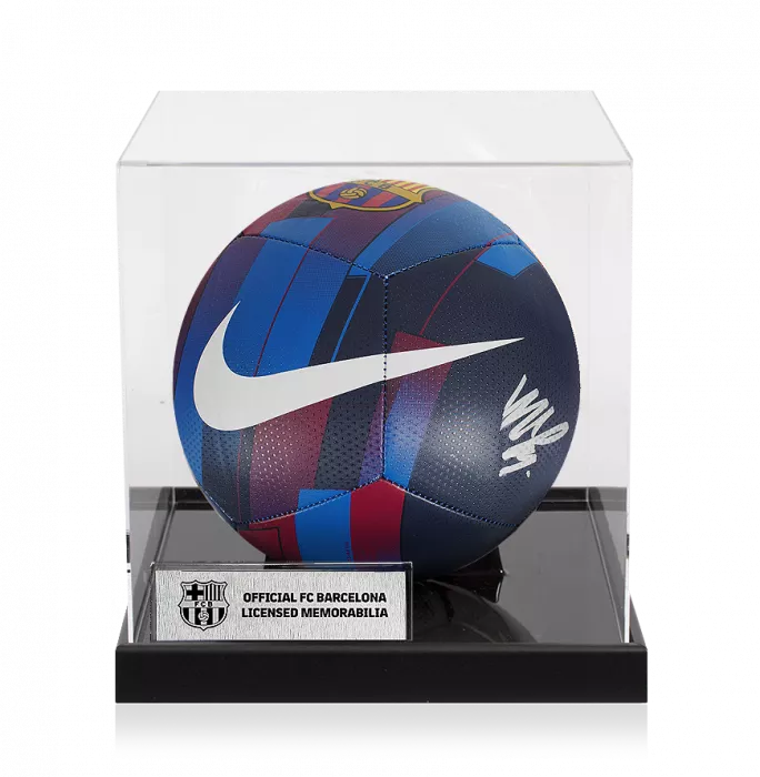 Memphis Depay Official FC Barcelona Signed FCB Branded Football In Acrylic Case