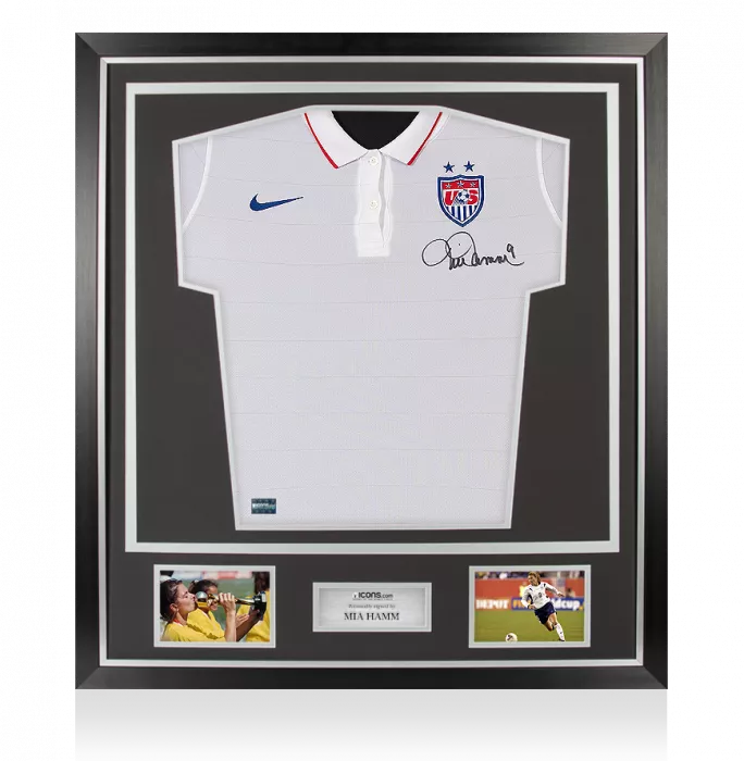 Mia Hamm Front Signed USWNT 2014 Home Shirt In Classic Frame