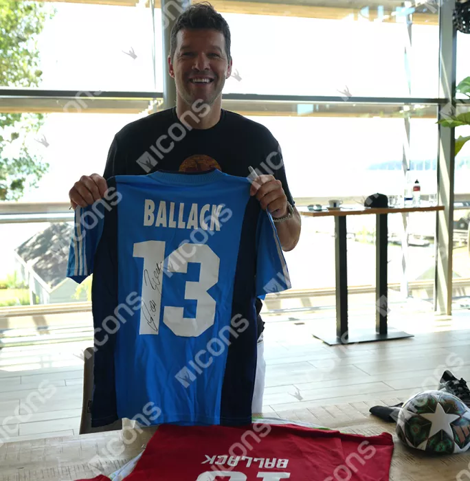 Michael Ballack Back Signed Bayer 04 Leverkusen 2001-03 Away Shirt In Classic Frame