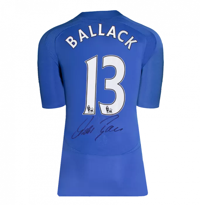 Michael Ballack Back Signed Chelsea 2006-08 Home Shirt In Deluxe Packaging