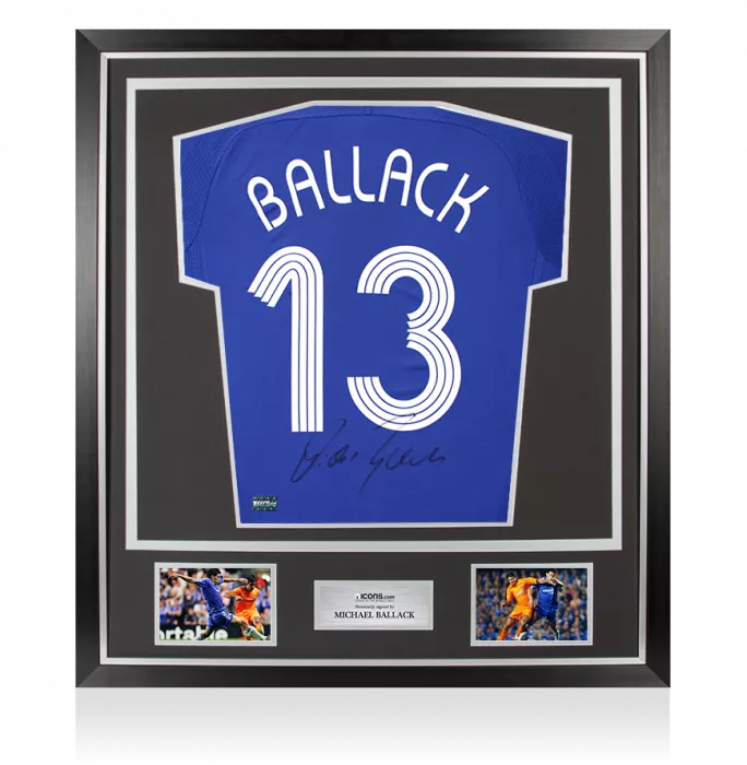 Michael Ballack Back Signed Chelsea 2006-08 Home Shirt In Classic Frame