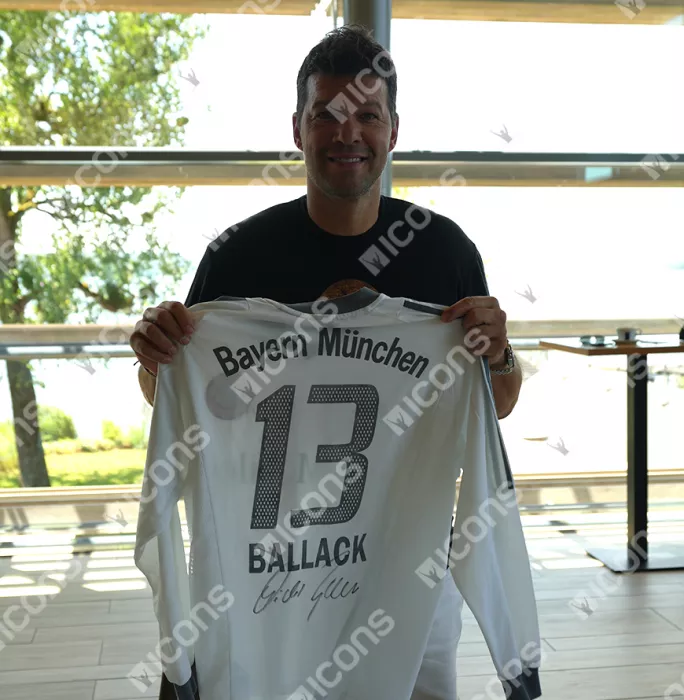 Michael Ballack Back Signed FC Bayern Munich 2002-03 Away Shirt In Deluxe Packaging